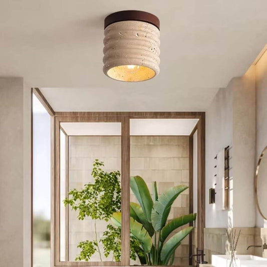 Wabi-Sabi Ribbed Stone Ceiling Light