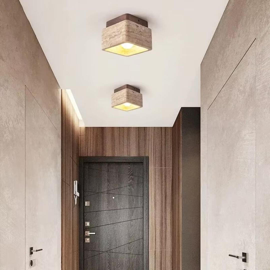 Wabi-Sabi Square Stone Ceiling Light