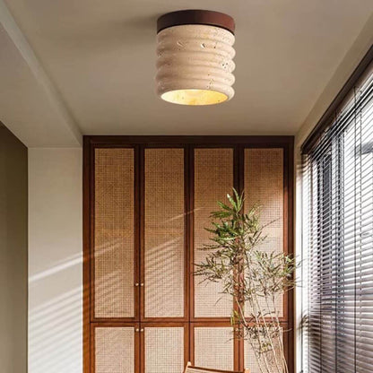 Wabi-Sabi Ribbed Stone Ceiling Light